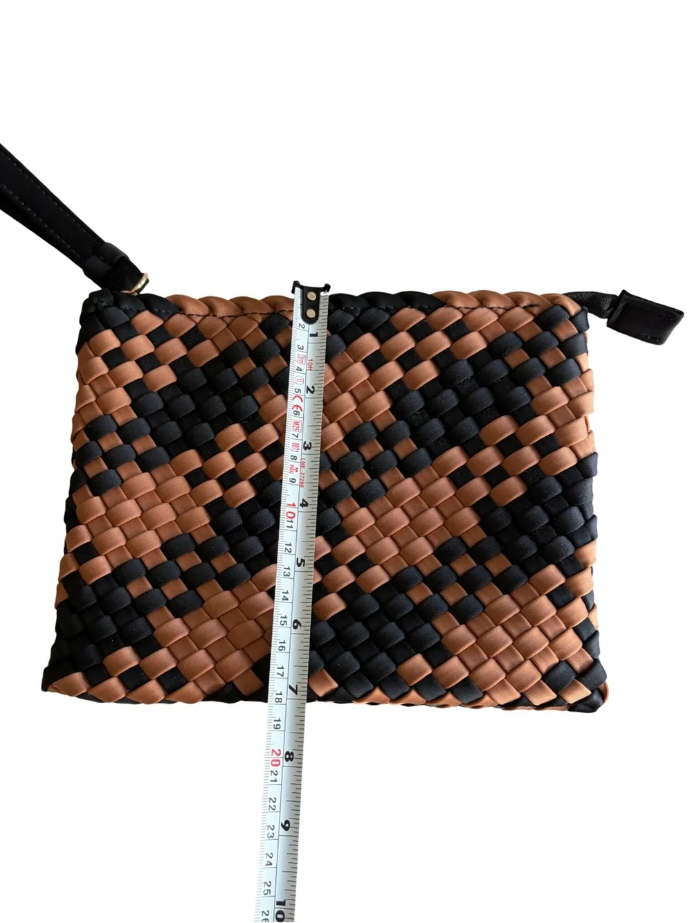 Antonio Melani Large Woven Neoprene Tote Bag w/Matching Wristlet Black & Camel
